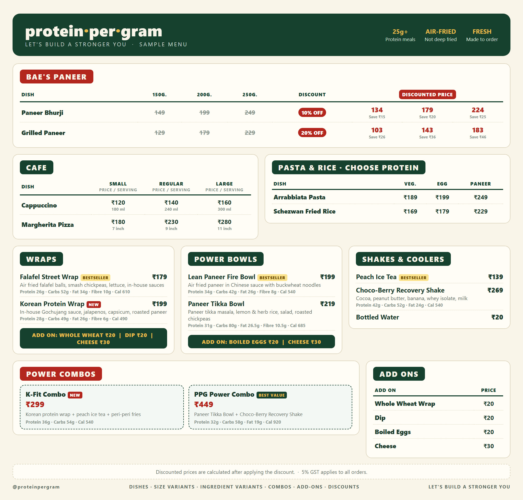 small menu